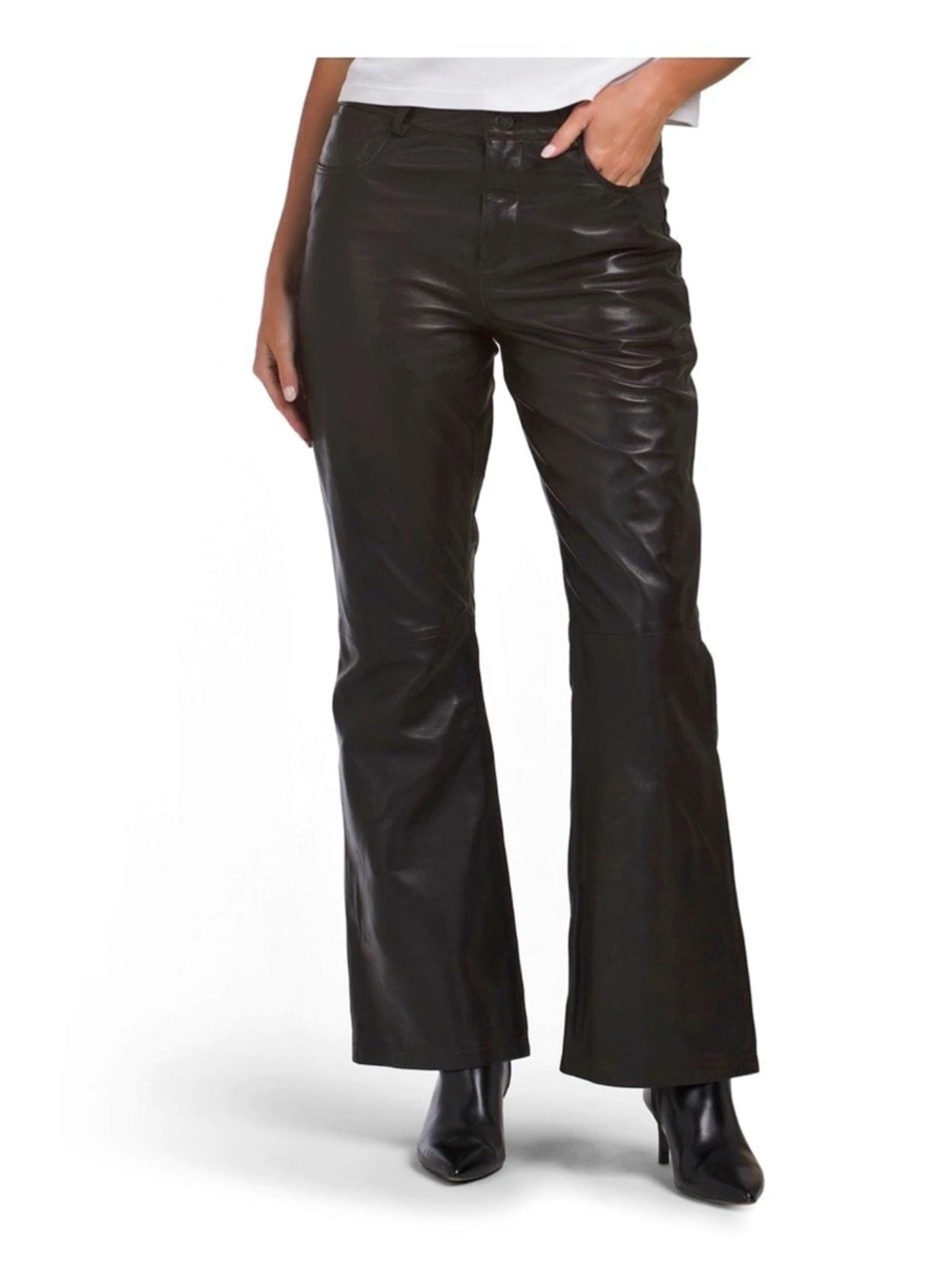 Bod & Christensen Leather Flair Pants in Black
